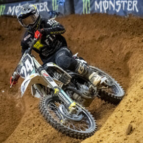 RJ Hampshire in action at the 2020 Supercross Atlanta Race