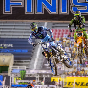 Aaron in the air at the 2020 Salt Lake City 2 Supercross Race