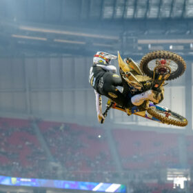 Action shot of Chad Reed at the 2020 Supercross Atlanta Race