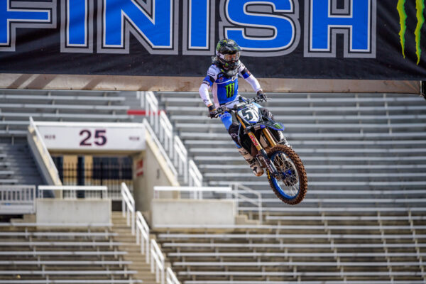 Justin Barcia in the air at the 2020 Salt Lake City 7 Supercross Race